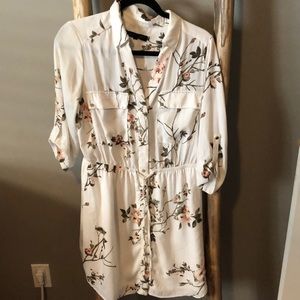Cream floral print dress